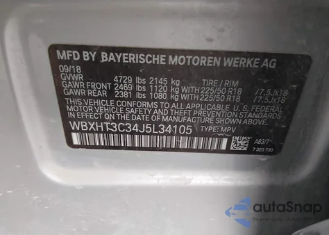 2018 BMW X1 xDrive28I from USA, damaged, VIN WBXHT3C34J5L34105